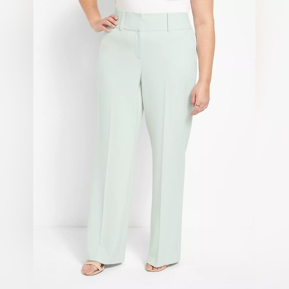 Lane Bryant mint green Perfect Drape Signature Fit High-Rise Wide Leg Pant sz 22